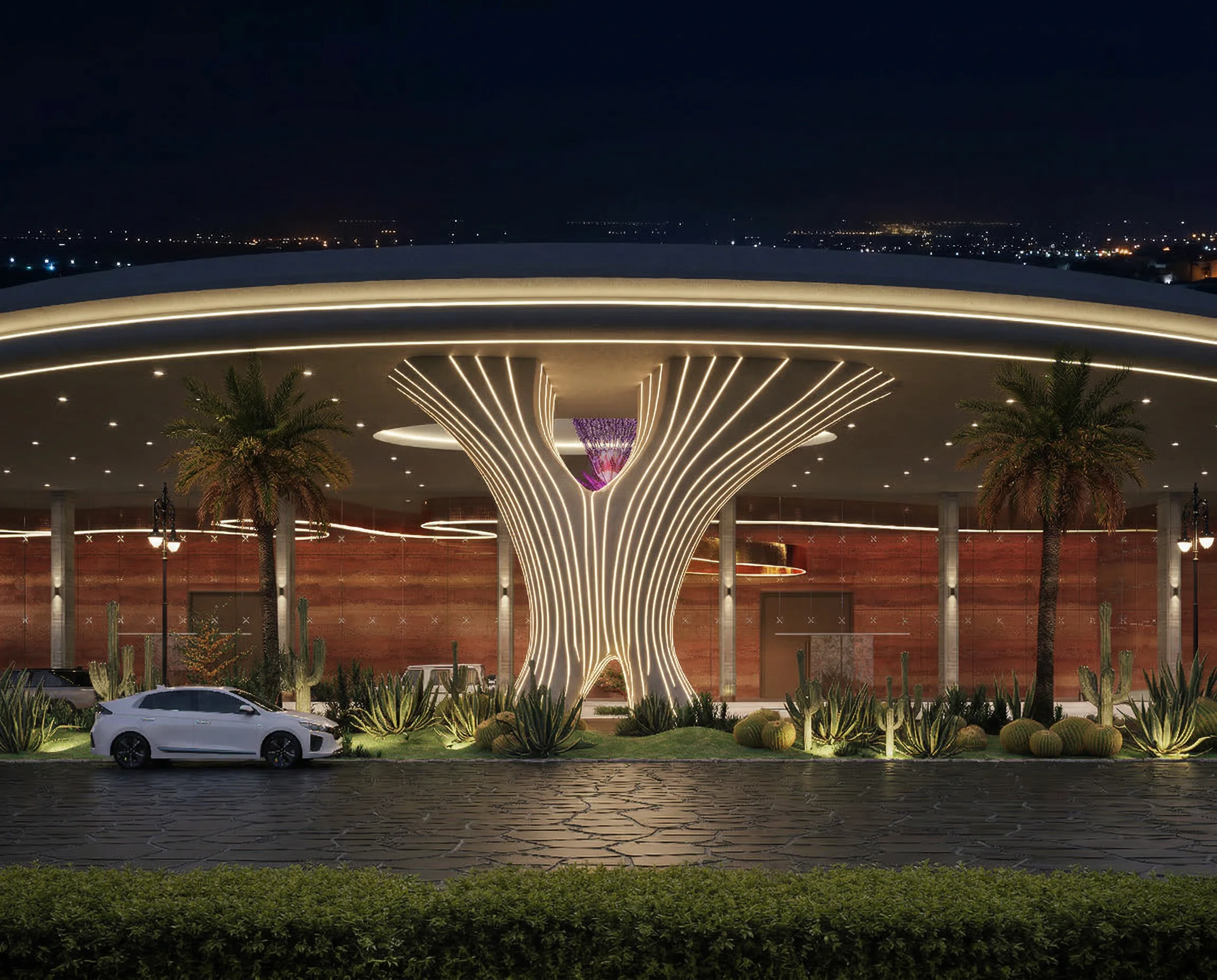 Elevation render of Eventara seen from the lawn