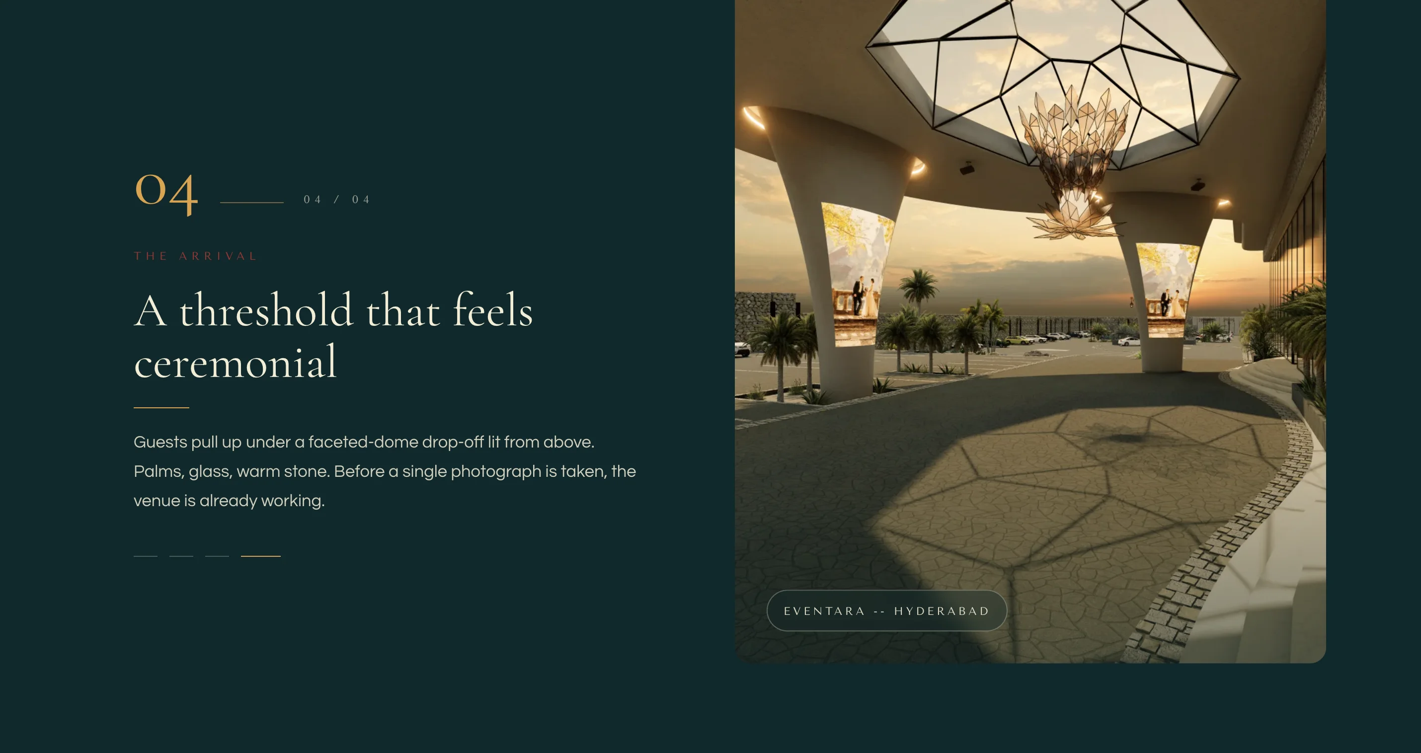 Eventara porte-cochere at golden hour